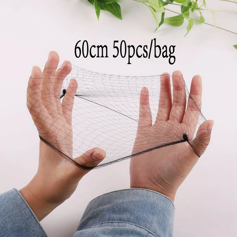 50/20 шт. с чёрным нейлоновым ворсом чистая одноразовая парик аксессуары для ванной комнаты Невидимый мягкий эластичная нить сетка для волос один в мешок