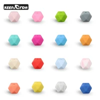 keepgrow 200pcs hexagon silicone beads 14mm food grade baby silicone beads silicone teether chewable jewelry necklace pendant