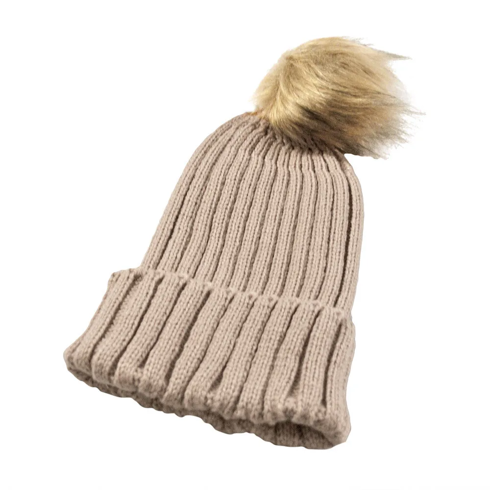 New Hat Female Classic Knitted Faux Fur Pom Poms Women Cap Headdress Head Warmer Women's Winter Hats Skullies Beanies BD01 | Аксессуары