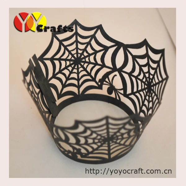 Украшение для Хэллоуина черная лазерная резка паутина Конфета торт кружевная