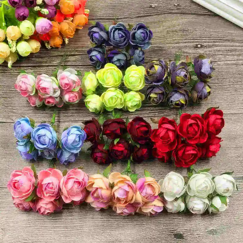 Искусственные Шелковые чайные бутоны 6 шт. (3 см/a) искусственный цветочный букет