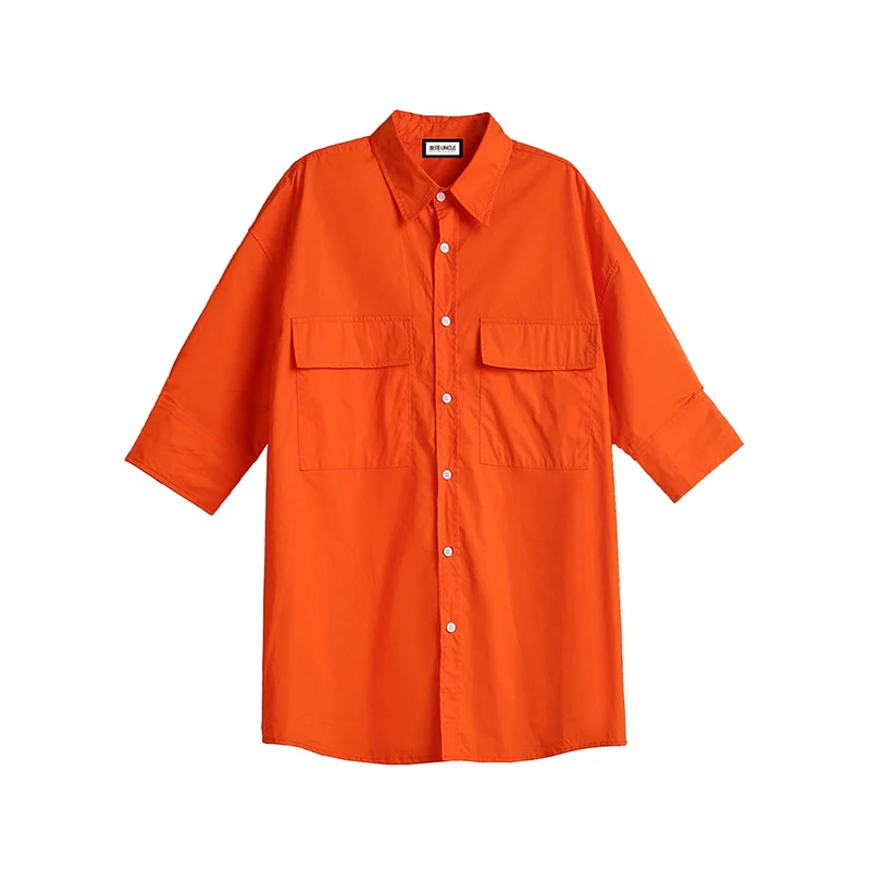 

-XL! New summer orange men gangneung short sleeve shirt loose Korean fashion handsome jacket