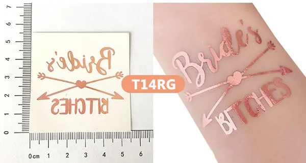 5 шт. розовое золото команда надпись «Bride Tribe» Временная тату-наклейка для Веселая незамужняя женщина девичник вечерние свадебные декоративные аксессуары для душа невесты - Цвет: T14RG