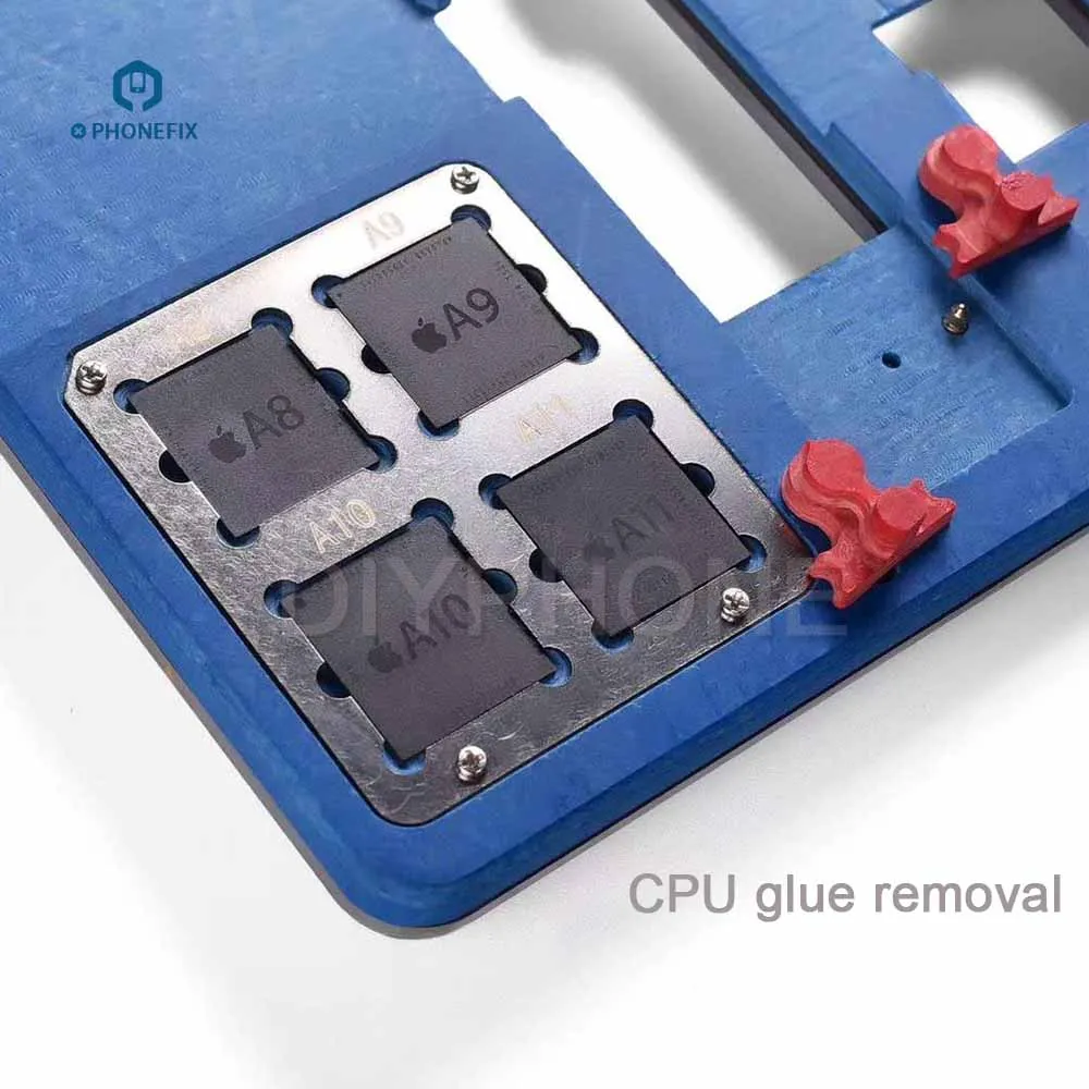 

Phone PCB Holder Motherboard Repair Platform with CPU A8 A9 A10 A11 Rework Grooves and Fingerprint Repair Groove for iPhone 6-8P