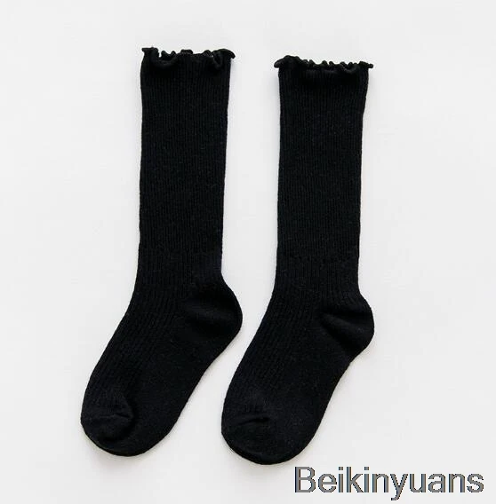 Lace black Хлопковые детские носки принцессы для девочек детские гольфы с кружевными бабочками удобные мягкие гетры хорошо сохраняют тепло - Цвет: Lace black