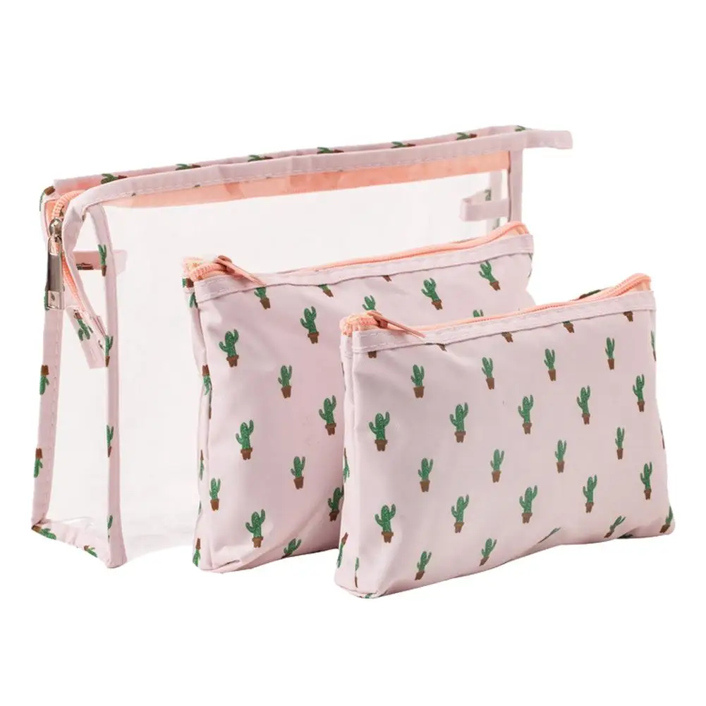 3 шт Фламинго кактус полоса женская косметичка для путешествий несессер