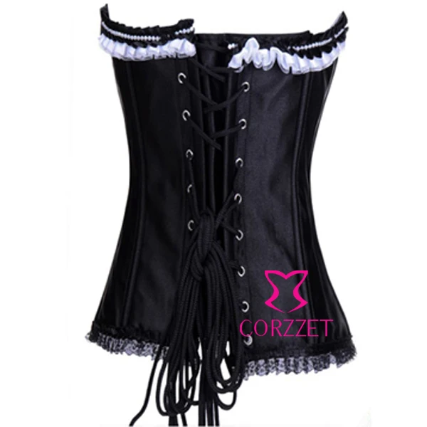 Черно белый корсет со стальными косточками топы корсеты Женская Интимная