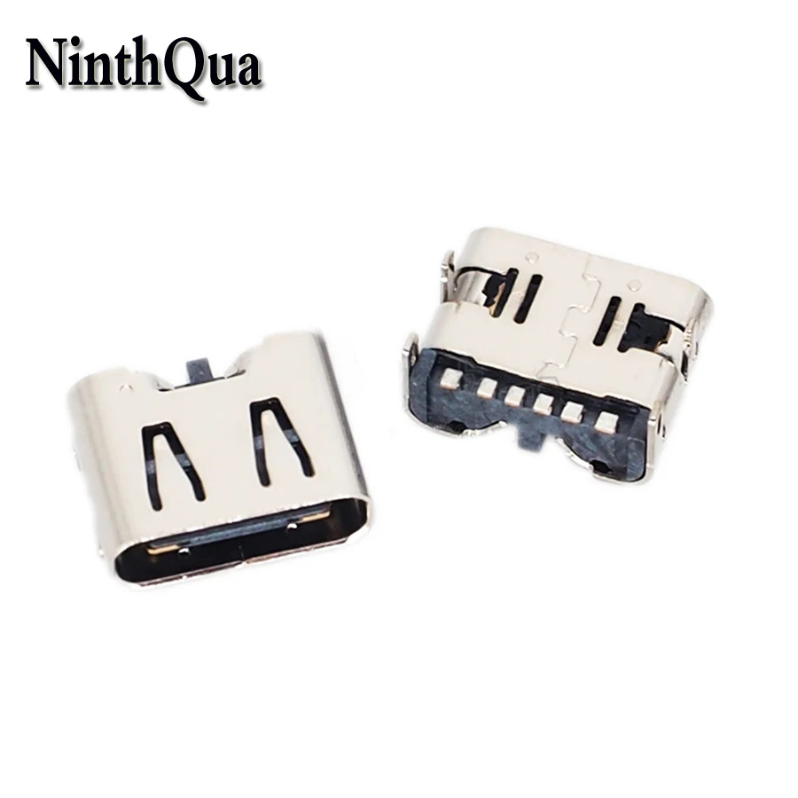 

NinthQua 2pcs TYPE-C 6P SMD Female jack High Current Fast USB 3.1 with 4 Fixed Pins Diy Welded Connector