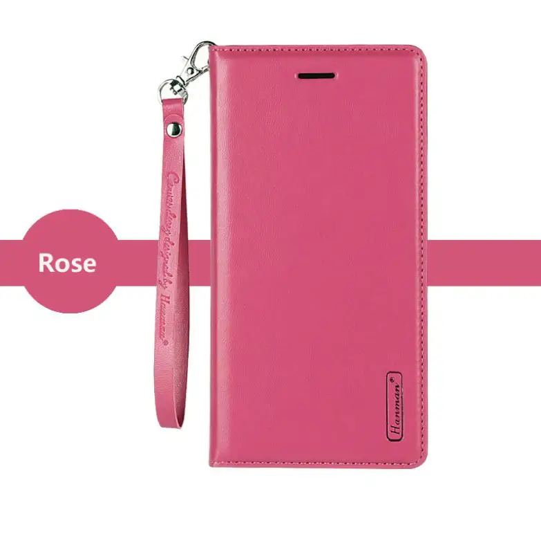 Rose Кожаный чехол-книжка Hanman для samsung Galaxy S7 edge, S8, S9, S10, S10e Plus, чехол-кошелек с отделением для карт - Цвет: Rose
