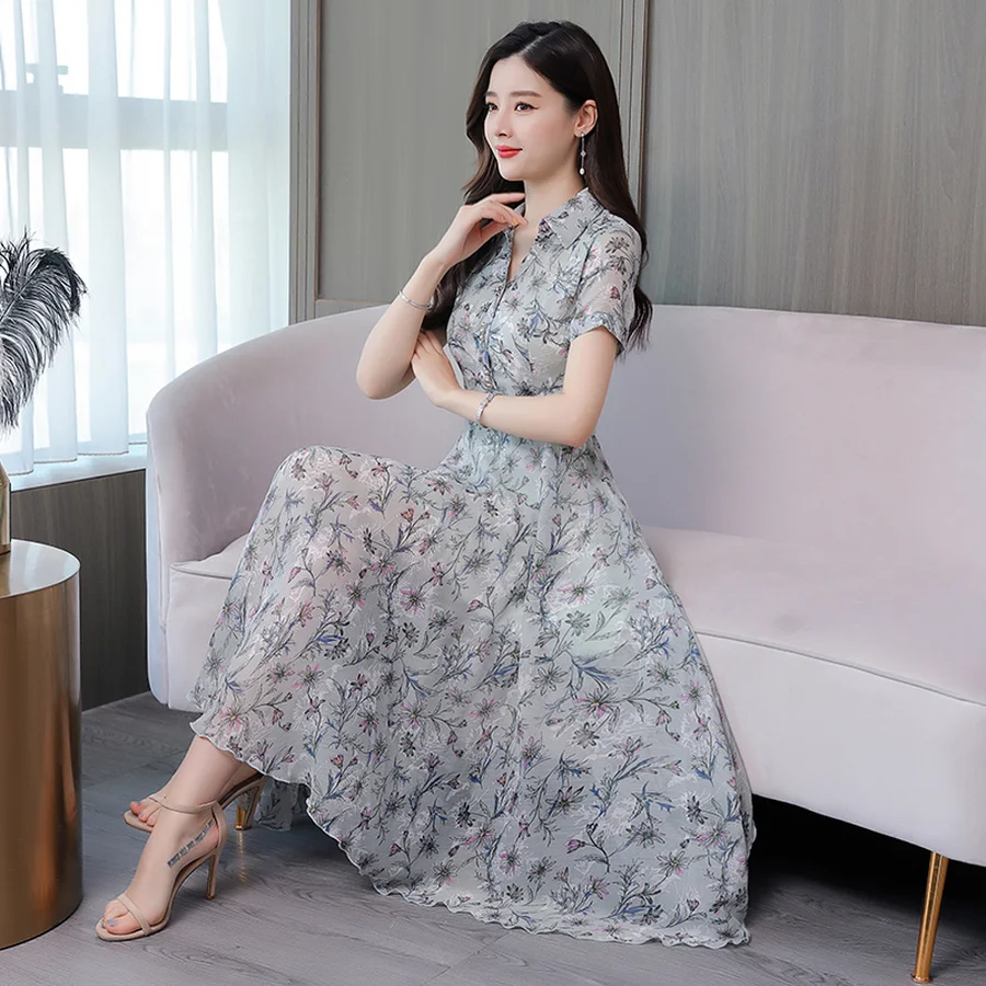 Женское шифоновое платье Макси Boho винтажное длинное пляжное большого размера 3XL