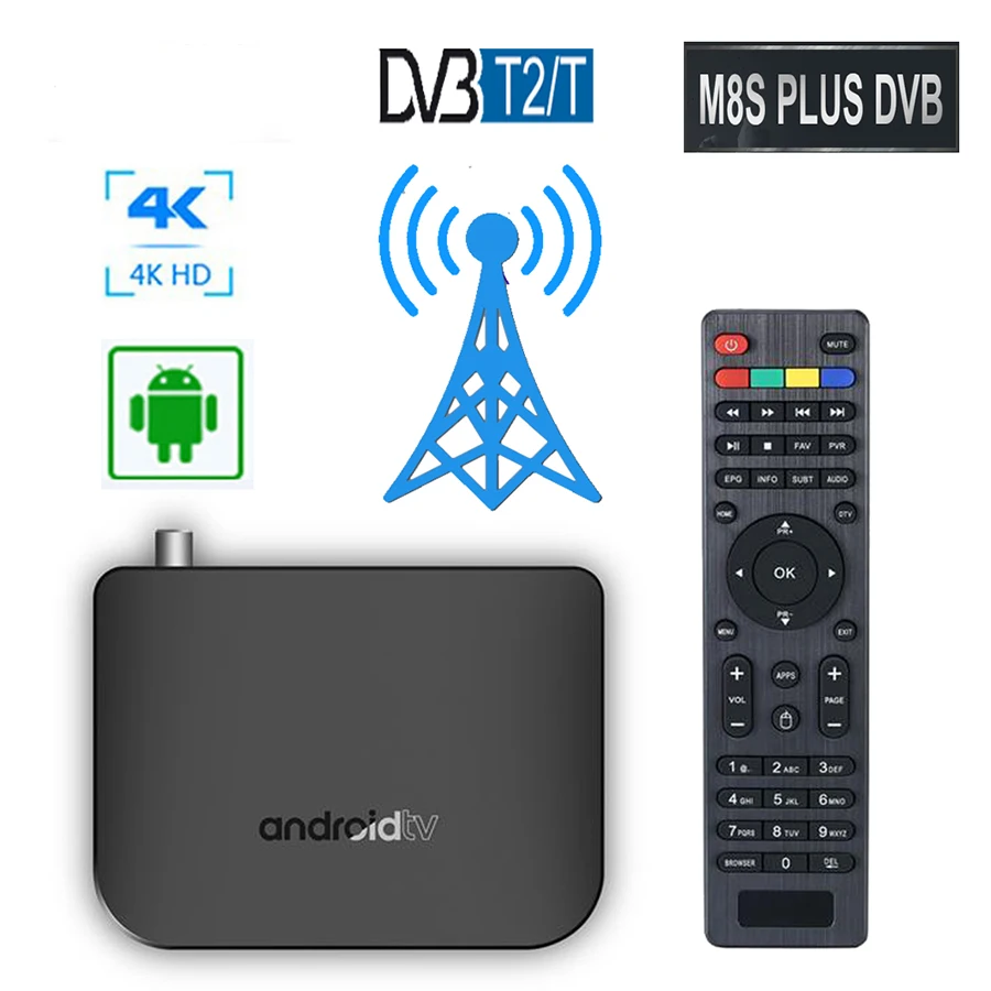 DVB Smart TV Box Android M8S PLUS T2/T S2X/S2/S наземный комбо Amlogic S905D Четырехъядерный 4K медиаплеер