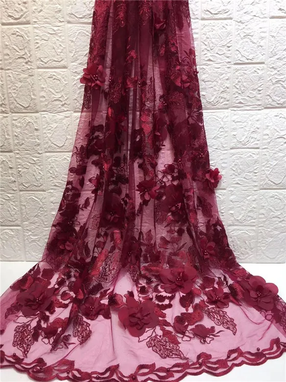 Французская 3D кружевная ткань бусы камни новейшая африканская сетка тюль