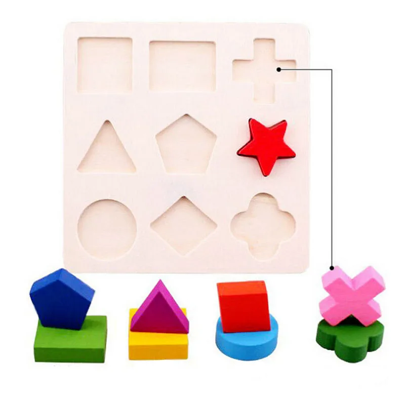 Деревянные Геометрические 3D Puzzle игрушечные лошадки Математика для раннего