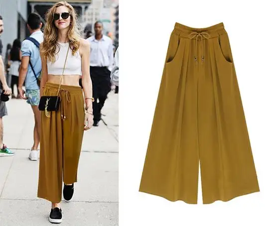 Женские широкие брюки до щиколотки большие размеры 6XL Mori Pantalon женские шаровары
