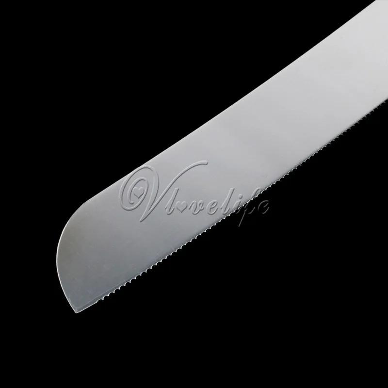 Белые атласные ленты свадебный торт нож и сервер набор из нержавеющей стали