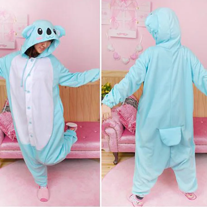 Японский синий Cowra Koala косплей костюм Япония пижамная ночная рубашка с животными