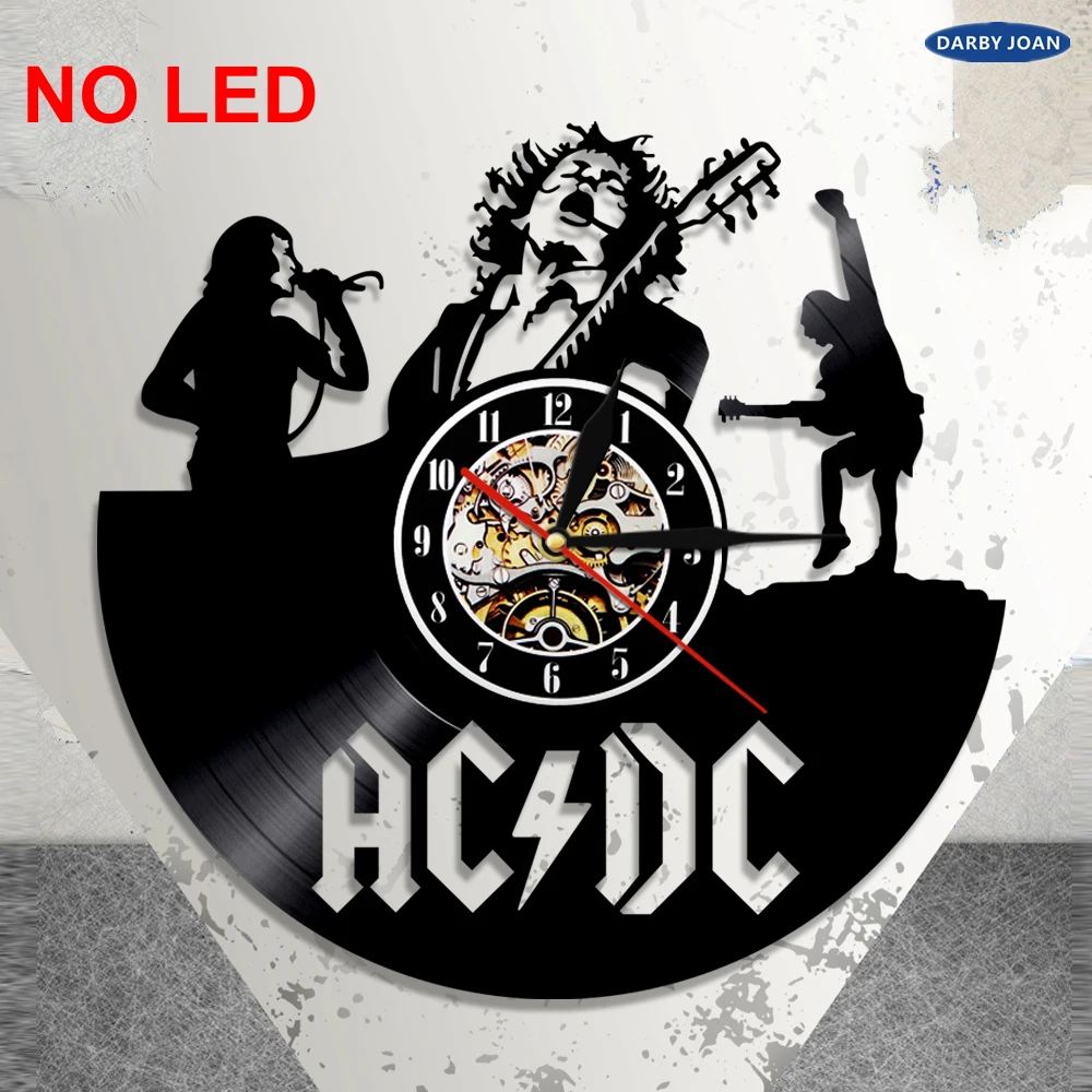 ACDC рок группа настенные виниловые Часы светодиодный настенный светильник ing Изменение Цвета Винтаж LP запись Декор ручной работы светильник для дома декоративный