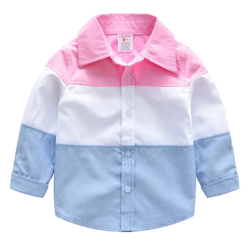 Shirt only - pink Одежда для маленьких мальчиков Модная рубашка из хлопка джинсовые штаны с длинными рукавами демисезонная Одежда для мальчиков 2, 3, 4, 5, 6, 7 лет - Цвет: Shirt only - pink
