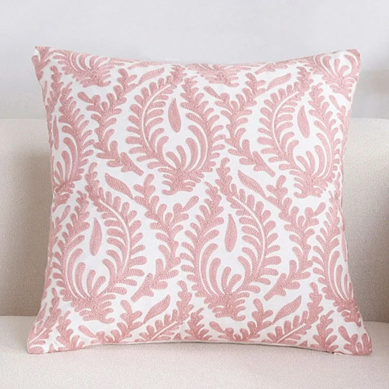 Pink-Coral Современная хлопковая наволочка для подушки с вышивкой 45x45 см, декоративная Геометрическая наволочка, домашний декор для дивана, наволочка для подушки - Цвет: Pink-Coral