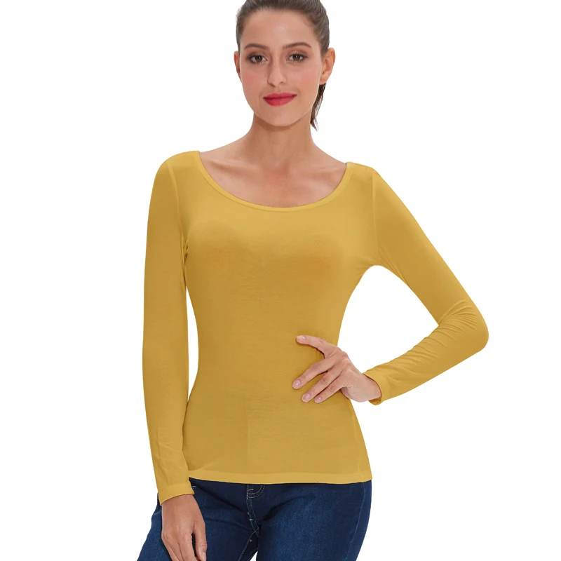 color 39 ( 1 pc) 2 шт./3 шт. в упаковке, вискоза, спандекс, джемпер, женская блузка с длинным рукавом, эластичная Удобная майка A0305 - Цвет: color 39 ( 1 pc)