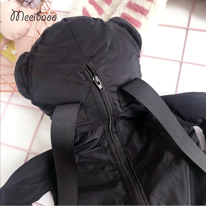 2018 Южно-корейский Новый черного цвета с рисунком из мультфильма Медведь рюкзак