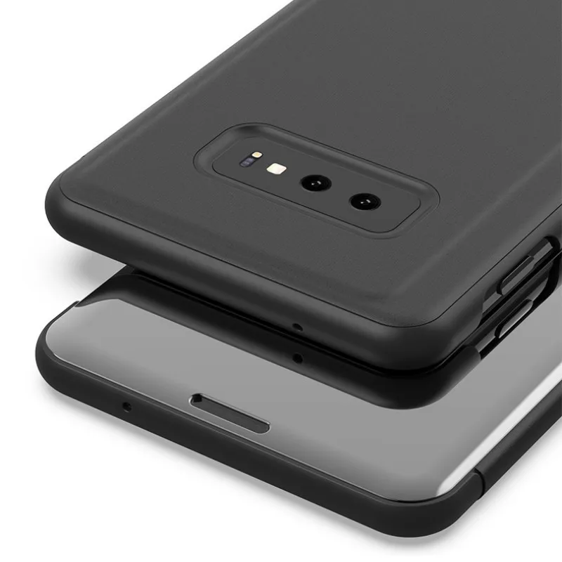 Роскошный зеркальный кронштейн умные кожаные чехлы для телефонов Samsung Galaxy S10 S9 S8 A7