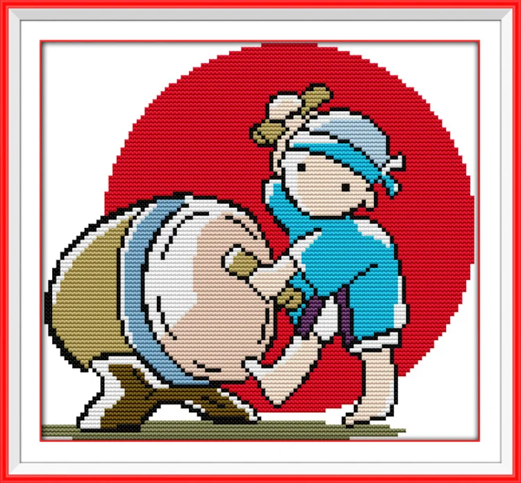 Drumming cute boy home wall decor paintings counted printed on canvas DMC 11CT 14CT kits Cross Stitch embroidery needlework Sets | Дом и сад