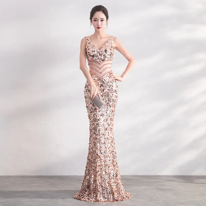 Сексуальное вечернее платье с двойным V-образным вырезом праздничное роскошное