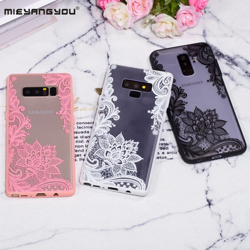 Soft Silicon Hard Bottom Lace Case For Samsung Galaxy A3 A5 A7 J2 J3 J5 J7 2016 2017 Prime S6 S7 Edge A8 S8 S9 Plus Note 9 8 Bag |