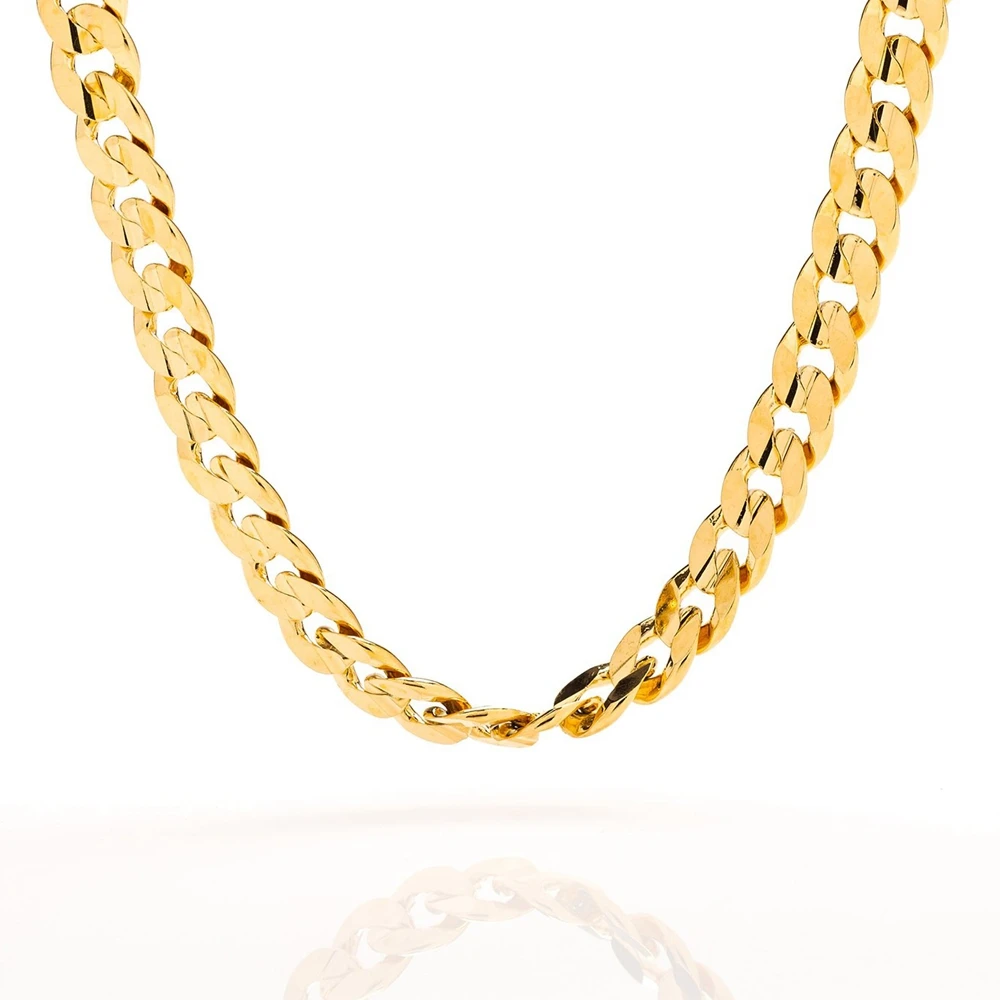 

Gold Chain Necklace 9mm Cuban Curb Link Gold Filled Mens Jewelry