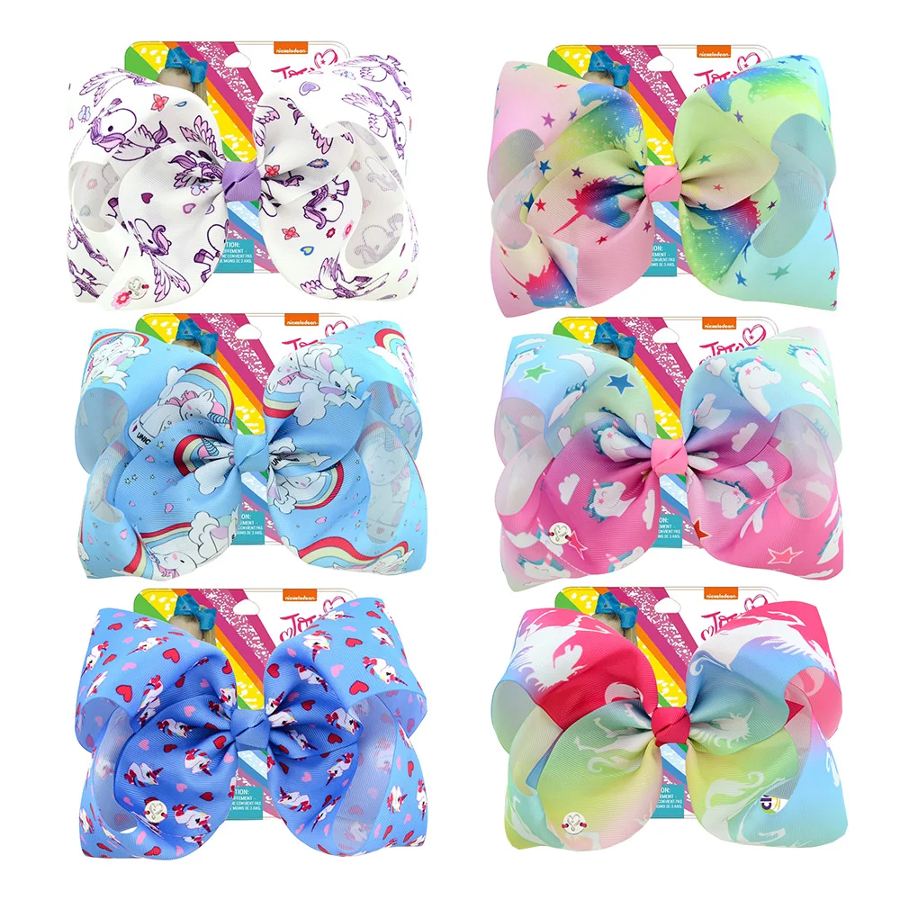 8 дюймов огромный большой бант зажим единорог металлическая лента с принтом