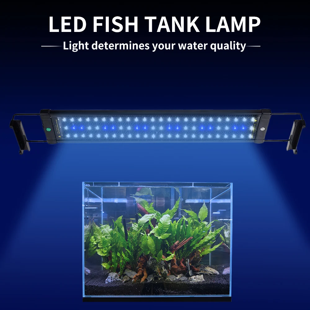 50-70 см аквариумный светодиодный светильник ing Fish Tank светильник 15 Вт 60 белый и 12 синий светодиодный светильник s Fishbowl светильник s с выдвижными кронштейнами
