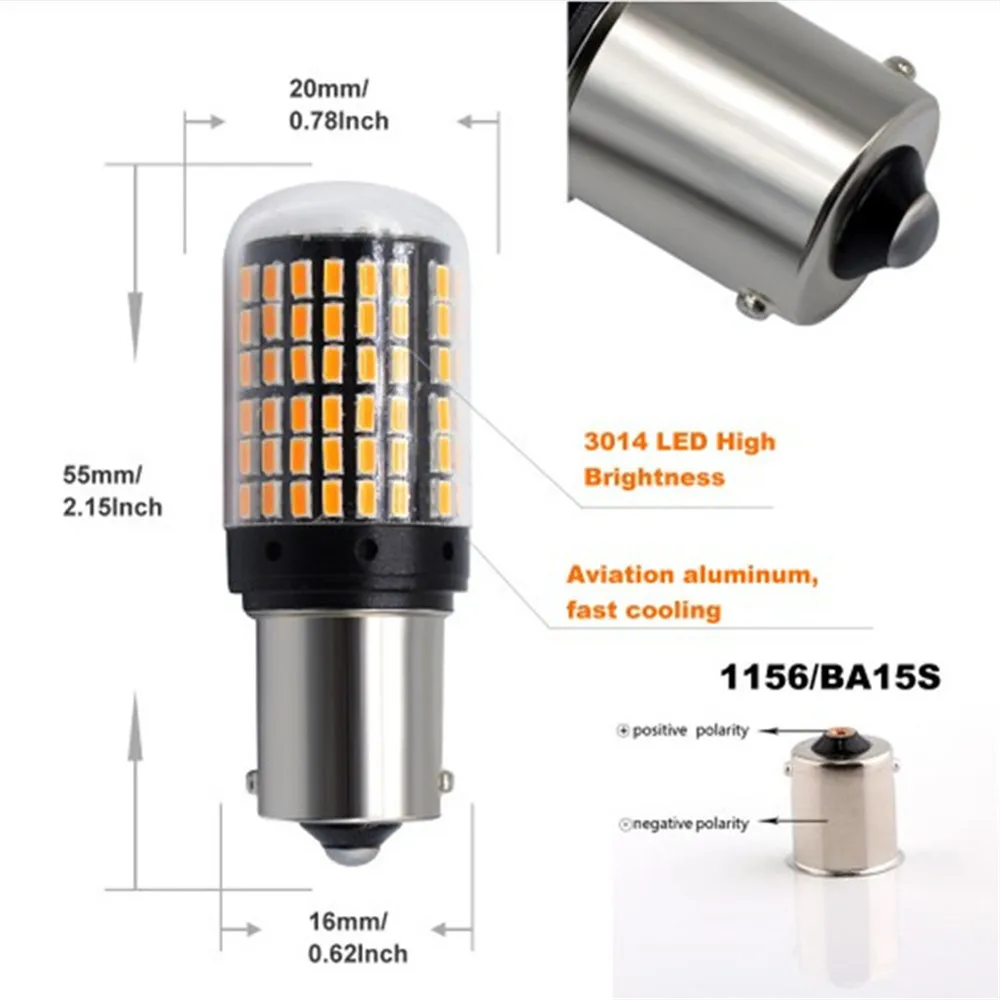 4 шт. T20 7440 W21W светодиодные лампы 3014 144smd LED CanBus No Error 1156 BA15S P21W BAU15S PY21W для указателя