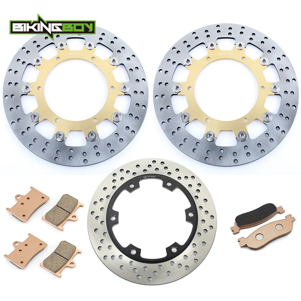 

BIKINGBOY Front Rear Brake Discs Rotors Disks + Pads For Yamaha YZF R1 02 03 R6 1999 2000 2001 2002 Motorcycle 300mm 220mm Set