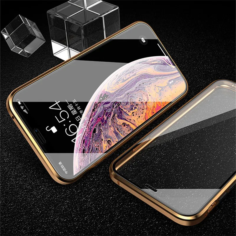 Магнитный чехол для телефона iPhone XSMAX XR XS 8 7 6S Plus высококачественный двойной из