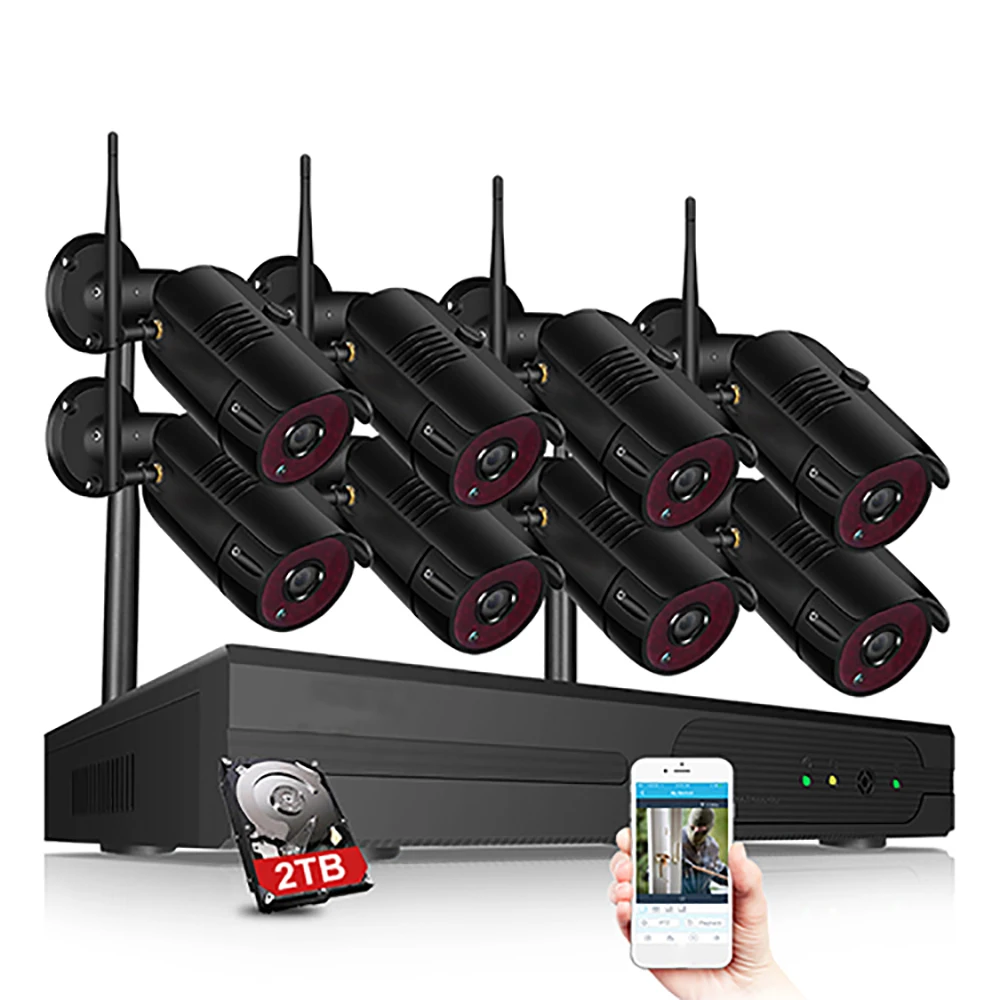 Система видеонаблюдения P2P 4 канала/8 каналов 1080P Wi Fi NVR 36 ИК водонепроницаемая