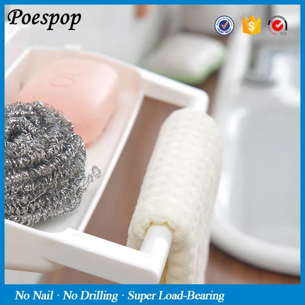 POSEPOP Bathroom Corner Shelf Sucker Suction Cup Plastic Shower Basket Kitchen Wall Rack Room Holder With Towel Bar | Обустройство