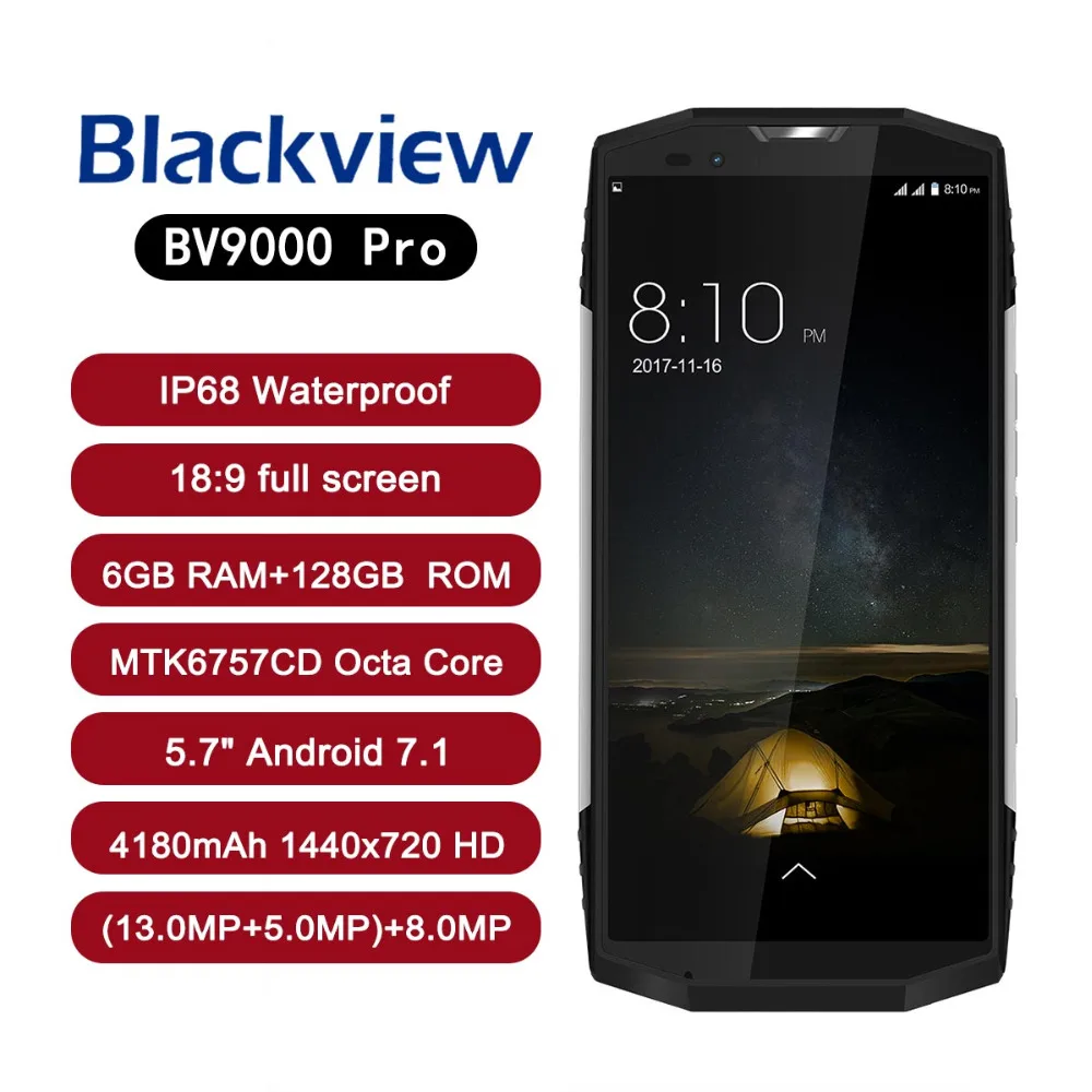 BLACKVIEW BV9000 PRO Android 7 1 18:9 IP68 Водонепроницаемый смартфон 5 &quotободок менее MTK6757CD