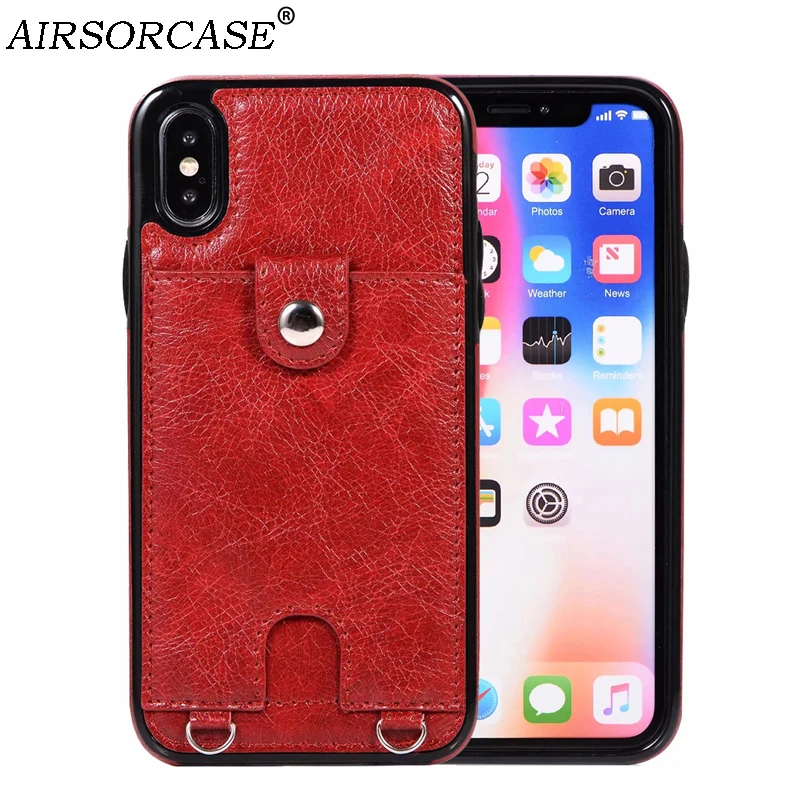С 1 2 м Ремешок карта PU кожаный чехол для iPhone X XS MAX XR мягкая ТПУ Рамка задняя крышка 7