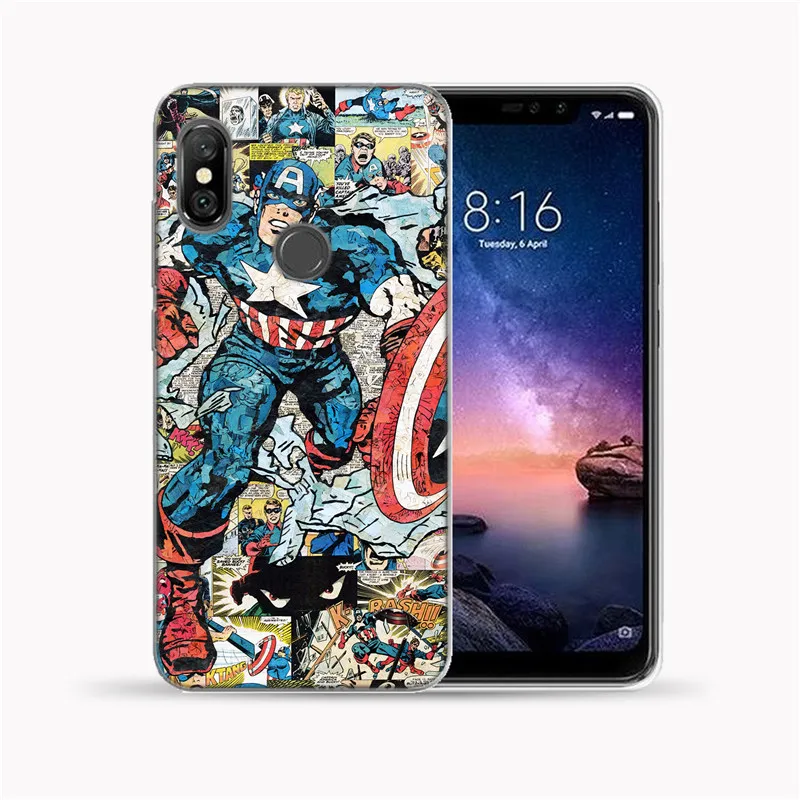 6 Для Xiaomi mi A1 A2 8 Lite 9 Pocophone F1 5X 6X крышка Капитан Америка, Железный человек, мягкий TPU чехол для Red mi 5 5A 6 Note 4 4X5 6 7 Pro - Цвет: 6