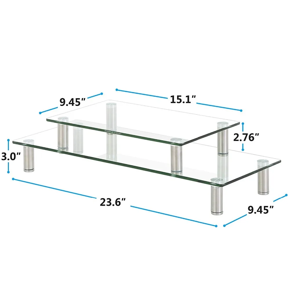 Fitueyes прозрачное закаленное стекло компьютерный монитор Riser с регулируемой