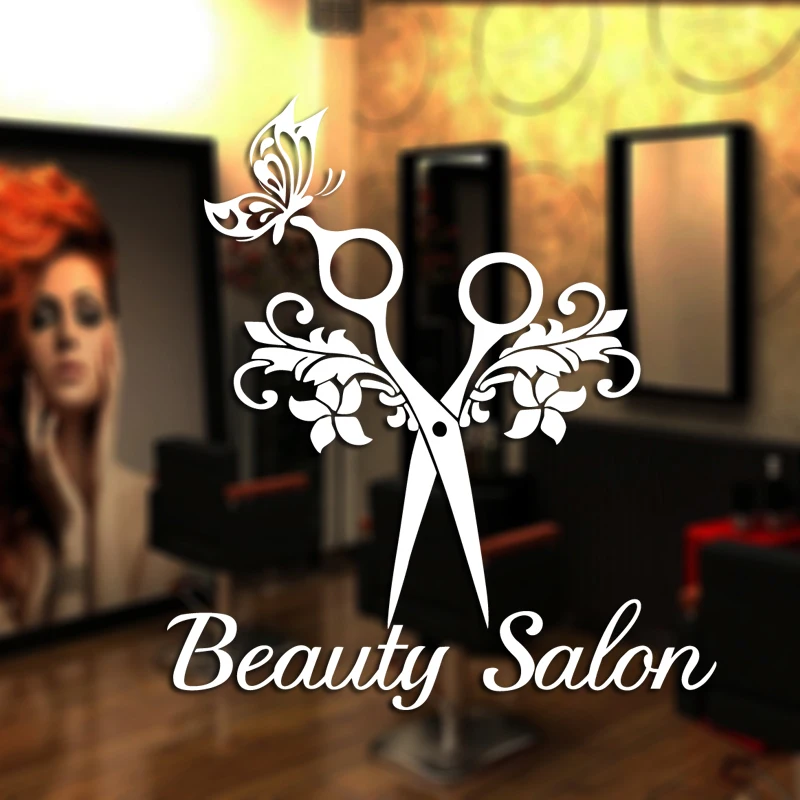 Scissor Hair Salon настенные наклейки для салона красоты виниловые барбершопа