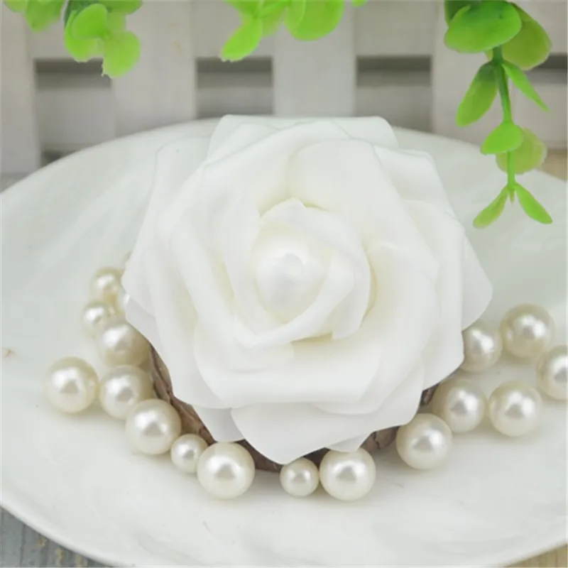 White 50 шт., 7 см, искусственные розы из пены, цветочные головки для дома, свадебные украшения, скрапбукинг, цветы из материала pe, сделай сам, целующиеся шары, ремесло, много - Цвет: White