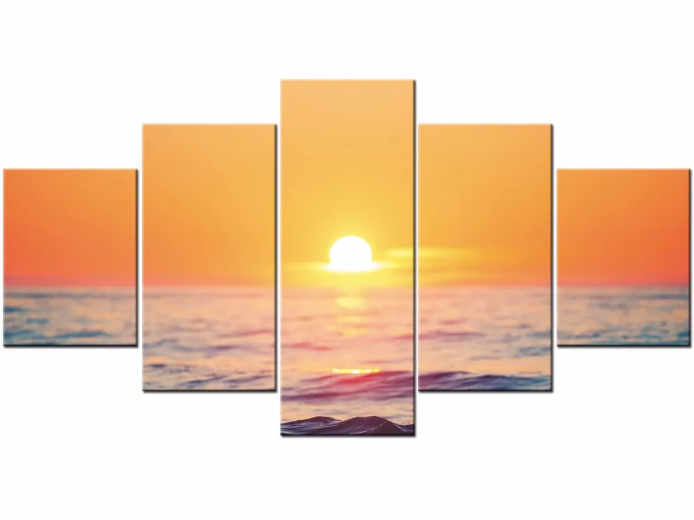 

5 Pieces HD Wall Art Picture Gift Home Decoration Canvas Print painting beautiful sea sunset Framed J009-001