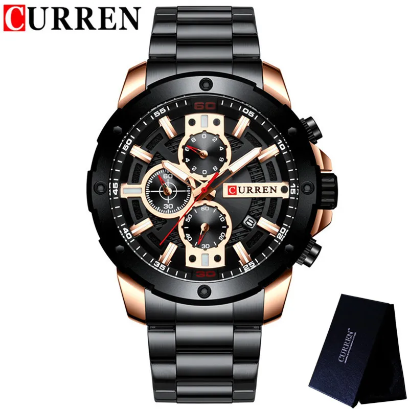 CU833603 with box CURREN Мужские спортивные наручные часы водонепроницаемые хронограф мужские военные армейские часы лучший бренд Роскошные мужские часы из нержавеющей стали 8336 - Цвет: CU833603 with box