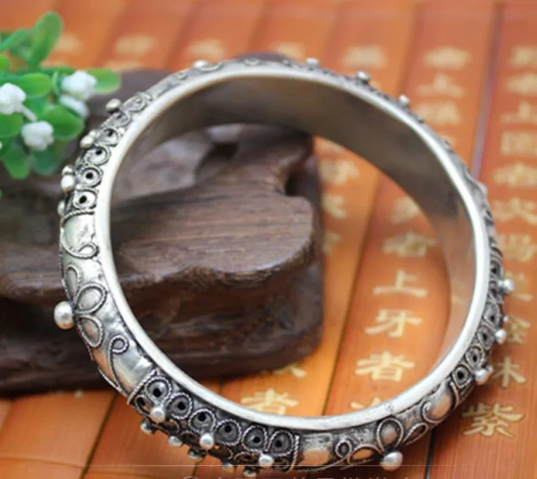 Серебряный браслет Miao в национальном ретро стиле изысканный старинный ручной