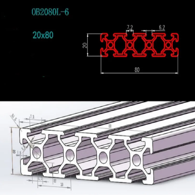 Cnc профиль T-слот 2080 t слот алюминиевый для cnc длина 30 см 35 50 ширина 8 толщина 2