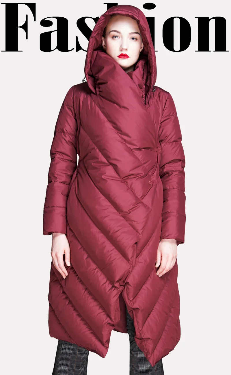 Burgundy Red Зимний продукт, утолщенный свободный пуховик, женский модный пуховик, длинный пуховик для женщин EF1822 - Цвет: Burgundy Red