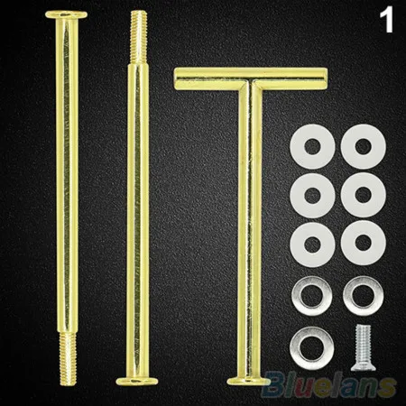 Golden T Shape 1 набор, мульти-стиль, 2 или 3 уровня, пластина с ручкой, оборудование, стержень, инструмент для торта, тарелка, подставка, свадьба, день рождения, вечеринка, кекс, стандарт 58xt - Цвет: Golden T Shape
