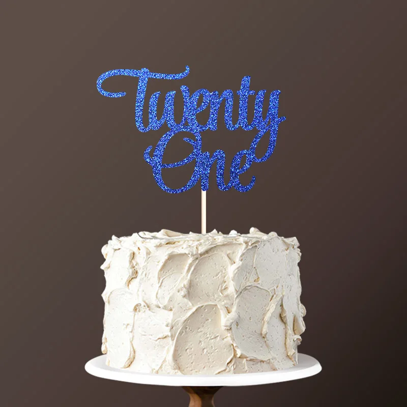 Double-sided gold glitter paper - Twenty One cake topper Happy 21st Birthday Cake Toppers Decorations Decor | Дом и сад